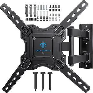 PERLESMITH Full Motion TV Wall Mount for Most 26-60 inch Flat Curved OLED 4K TVs up to 77lbs, Wall Mount TV Bracket with Swivel & Extension Arm, Tilt, Leveling, Max VESA 400x400mm, PSMFK12