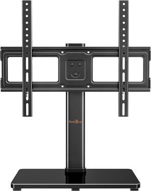 Perlegear Tabletop TV Stand, Universal TV Stand for 2355 Inch LCD/LED/OLED TVs, Height-Adjustable TV Stand with Tempered Glass Base & Cable Management, VESA 400x400mm, PGTVS02
