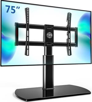 FITUEYES Universal TV Stand Swivel TV Table Stand for 3265 70 75 Inch Flat Screen Table Top TV Stand Base Replacement Height Adjustable TV Mount Stand with Glass Base Max Holds 88lbs