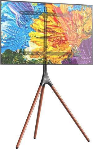 WALI Tripod TV Stand, Modern Easel TV Stand for 45 to 65 inch Screens, Portable TV Floor Stand with Beech Wood Legs Stand, Height Adjustable Corner TV Mount for Home, Studio,Office (TFS001XL), Black