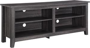 Walker Edison Wren Classic 4 Cubby TV Stand for TVs up to 65 Inches, 58 Inch, Charcoal