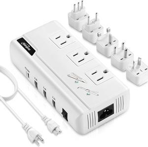 Hoenjuno International Travel Adapter 220V to 110V Power Converter with [18W PD USB-C] for Hair Straightener/Curling Iron, Universal Power Plug Adapter UK, US, AU, EU, IT, India