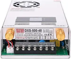 Adjustable DC Power Voltage Converter with Digital Display AC 110V-220V to DC 0-48V Module Switching Power Supply 480W Voltage Regulator Transformer Built in Cooling Fan