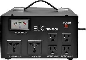LiteFuze 5000 Watt Voltage Transformer Converter with Builtin Regulator - Step Up/Down - 110V/220V - Circuit Breaker Protection [5-Years Warranty]