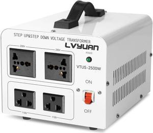 LVYUAN 2500W Voltage Transformer Power Converter Step Up 110V to 220V, Step Down 220V to 110V, 110/120 Volt - 220/240 Volt