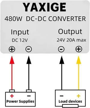 DC 12V Step Up to 24V Boost Converter 20A 480W DC Voltage Regulator Power Converter Waterproof Module Transformer for Golf Cart Club Car
