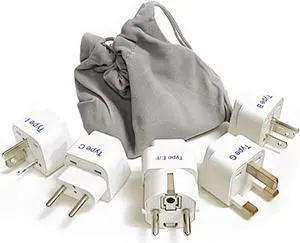 Ceptics Adapter Plug Set for World Wide International Travel Use - Grounded Safe - Works with Cell Phones, Chargers, Batteries, Camera, and More