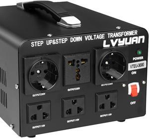 Yinleader 3000W Voltage Converter Transformer(110V to 220V,220V to 110V) Step Up/Down Converter 110/120 Volt - 220/240 Volt w/US Standard Power Cord,Circuit Breaker Protection (VTUSEU-3000)