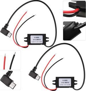 2 Pieces Direct Current Converter 12V to 5V 3A 15W Direct Current Buck Converter Module, Reduced Voltage Regulator Car Power Converter Output Power Adapter (Right Angle Type-C Interface)