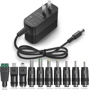 5V 2A Power Adapter 5V Charger AC Adapters 5V DC Power Supply for Regulated Switching with 10 Interchangeable Jacks for 2000mA 1500mA 1000mA 900mA 850mA 800mA 700mA 600mA 500mA Universal Electronics