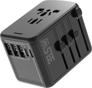 BrizLabs Universal Travel Power Adapter, Worldwide All in One International Wall Charger AC Plugs Adaptor with Type-C2 PD Quick Charger, USB-C, 3xUSB-A Ports, Outlet Converter for CA US EU UK AUS