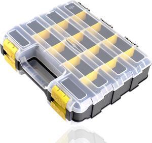 TMYIOYC Double Side Tool Box Organizer, Hardware Storage Box, Portable Small Parts Organizer with Removable Plastic Dividers for Screws, Nuts, Nails, Bolts