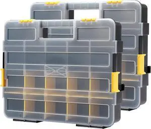 Mayouko Stackable Plastic Toolbox Organizer, Interlocking Small Parts Organizer, Compartment Toolbox for Screw,Nail,Hardware, 2PCS Mayouko Stackable Plastic Toolbox Organizer, Interlocking Small Parts Organizer, Compartment Toolbox for Screw,Nail,Hardware, 2PCS