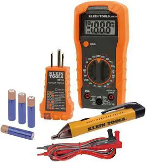 Klein Tools 69149P Electrical Test Kit with Digital Multimeter, Noncontact Voltage Tester and Electrical Outlet Tester, Leads and Batteries