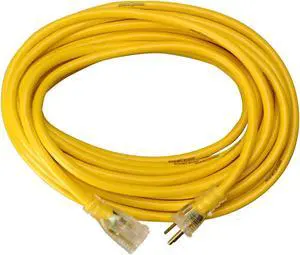 Southwire Yellow Jacket Heavy Duty Extension Cord - Reliable Outdoor Power for Tools & Equipment - Lighted End with Weather Resistant SJTW Jacket - 25 Foot