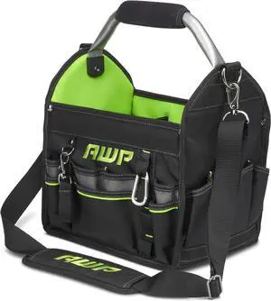 AWP 12 Inch Pro Tool Tote with Rotating Handle for Easy Tool Access, Water-Resistant Construction