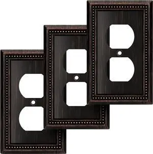 Sunken Pearls Heavy Duty Decorative Wall Plate Switch Plate Outlet Cover (Single Duplex, 3 Pack, Aged Bronze) Sunken Pearls Heavy Duty Decorative Wall Plate Switch Plate Outlet Cover (Single Duplex, 3 Pack, Aged Bronze)