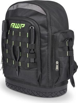 AWP Extreme Tool Backpack, Heavy-Duty Tool Bag with Padded Shoulder, Back, and Waist Straps, Water-Resistant Construction Black