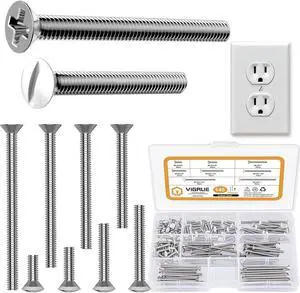 VIGRUE 145PCS Extra Long Outlet Screws Long Electrical Outlet Screws Wall Plate Screws White Machine Screws Device Mounting Screws Outlet Plate Screw Faceplate Screw