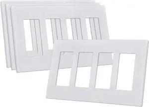 CML 4-Gang Screwless Decorator Wall Plate, White Outlet Covers, 4 Pack Hidden Wall Safe Switch Plate, Standard Size 4.68X 8.34, Impact Resistant CML 4-Gang Screwless Decorator Wall Plate, White Outlet Covers, 4 Pack Hidden Wall Safe Switch Plate, Standard Size 4.68X 8.34, Impact Resistant