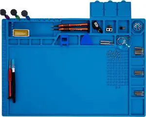 Premium Heat Resistant 932°F Blue Magnetic Repair Work Mat Large Silicone Soldering Mat for Soldering, Electronics, Computer Cellphone Repair, BGA Soldering Gun Iron Workbench Protection