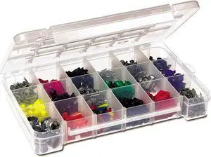 Akro-Mils 05905 Plastic Portable Parts Storage Case for Hardware and Crafts with Hinged Lid and 5 Adjustable Dividers, (14-3/8-Inch x 9-1/2-Inch x 2-1/2-Inch), Large, Clear