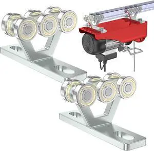 SKTREX 6 Wheel Hoist Trolley with Rollers - Strut Trolley Assembly for Electric Hoist - Fits 1-5/8" Wide and Taller Strut Channel - High Strength and Silent Operation