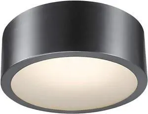 Globe Electric Edinburg LED Integrated Flush Mount Ceiling Light, Black Iron Finish, Frosted Glass Shade, 18W, 3000 Kelvin, 1100 Lumens, Dimmable 60304