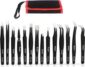 Kaisi 14 PCS Precision Tweezers Set, ESD Tweezer Set, Anti-Static Stainless Steel Tweezers Set for Craft, Jewelry, Electronics, Laboratory Work Kaisi 14 PCS Precision Tweezers Set, ESD Tweezer Set, Anti-Static Stainless Steel Tweezers Set for Craft, Jewelry, Electronics, Laboratory Work
