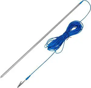 Solid Portable Grounding Rod,304 Stainless Steel Plug Ground Rod Kit With 50ft Copper Wire - for Grounding Mats,Generator,Electric Fences,Antennas,Satellite Dishes (Stainless Steel Plug Ground Rod)