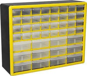 Akro-Mils 10144, 44 Drawer Plastic Parts Storage Hardware and Craft Cabinet, 20-Inch W x 6-Inch D x 16-Inch H, Yellow
