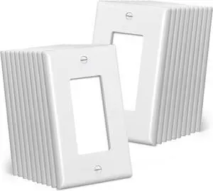 CML Mid-Size Decorator Wall Plates, 20 Pack Electrical Outlet Receptacle Covers, 1-Gang Switch Plates, Midway Size 3.18 x 5, Impact Resistant, Gloss Finish, White CML Mid-Size Decorator Wall Plates, 20 Pack Electrical Outlet Receptacle Covers, 1-Gang Switch Plates, Midway Size 3.18 x 5, Impact Resistant, Gloss Finish, White
