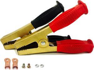 Jumper Cable Battery Clamps Crocodile Clamp Pure Copper 100A/800A/1500A Car Battery Charger Clamps Power Replacement Battery Alligator Clips Jumper Cables Clamp Welding machine clamp (large 500-1500A)