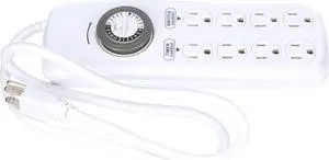 Woods 22575WD Indoor 8-Outlet Power Strip with Built-In Mechanical Timer, 8 Grounded Outlets