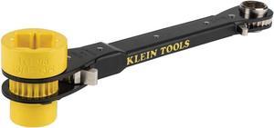 Klein Tools KT155HD Heavy-Duty 5-in-1 Lineman's Ratcheting Wrench with Bolt Through Design and Bright Yellow Socket