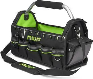 AWP 18 Inch Pro Tool Tote with Rotating Handle for Easy Tool Access, Water-Resistant Construction