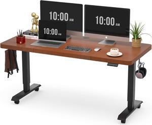 Monomi Electric Standing Desk, 55x28 Inches Adjustable Height Desk, Home Office Sit Stand Up Desk (Black Frame/Cherry Top)