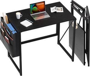 SOROGRA Folding Desk, 31.5 Inch Foldable Desk for Small Space, Easy Assembly Computer Desk Space Saving Home Office Writing Table, Black (Can't Be Folded Flatly)