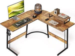CubiCubi L Shaped Gaming Desk Computer Office Desk, 47 inch Corner Desk with Large Monitor Stand for Home Office Study Writing Workstation, Rustic Brown