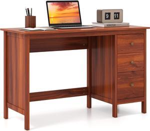 Tangkula Computer Desk with 3 Storage Drawers, Modern Home Office Desk with Storage Drawers & Spacious Desktop, Compact Writing Study Desk Laptop Desk for Bedroom, Multipurpose Computer Workstation