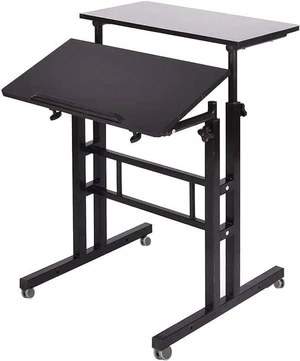 soges Adjustable Stand Up Computer Desk on Wheels Black soges Adjustable Stand Up Computer Desk on Wheels Black