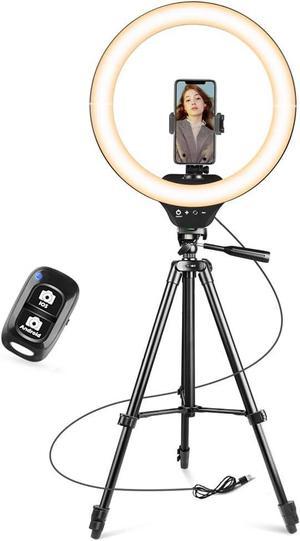 Sensyne 14'' Ring Light with 50'' Extendable Tripod Stand, LED Circle Lights with Phone Holder for Live Stream/Makeup/YouTube Video/TikTok, Compatible with All Smartphones