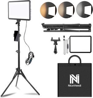 1-Pack LED Video Light Kit, NiceVeedi Photography Lighting Kit, 2800-6500K Dimmable Studio Light with Tripod Stand & Phone Holder, 73" Stream Light for Video Recording, Game Streaming, YouTube