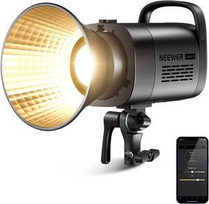 NEEWER CB60B 70W LED Video Light with 2.4G&APP Control, COB Bi Color 2700K-6500K 34000Lux at 1m/CCT Mode/CRI97+/12 Scenes/Bowens Mount Continuous Output Lighting for Studio Photograpny/Video Recording