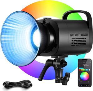 NEEWER CB100C 130w RGB LED Video Light, APP/2.4G Control 360° Full Color 2700K-6500K 27000lux/m COB Bowens Mount Silent Continuous Output Lighting TLCI/CRI97+ 17 Scenes for Video Recording Photography