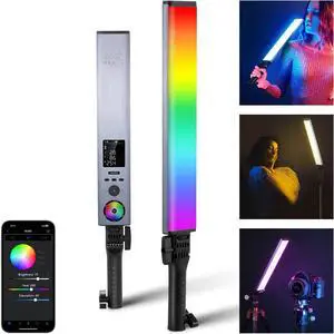 NEEWER RGB Light Wand with 2.4G/APP Control, Upgraded 360° Touchable RGBWW Hue Mixer Photography Handheld LED Video Lighting Stick with 2500K-10000K, CRI/TLCI97+, 18 Scenes, 7.4V/31Wh Battery, BH30S