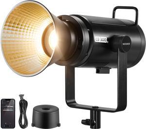 NEEWER CB300B 320W LED Video Light with 2.4G/APP Remote Control, All Metal Bi Color COB Continuous Output Lighting with Bowens Mount 135000lux/1m 2700K-6500K CRI/TLCI97+ 12 Effects for Video Recording