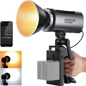 NEEWER MS150B 130W Bi Color LED Video Light, Mini COB Portable Photography Lighting with App Control,2.4G Mode, Bowens Mount Continuous Output Lighting, 200000 lux/0.5m, 2700K-6500K, CRI97+, 12 Scenes