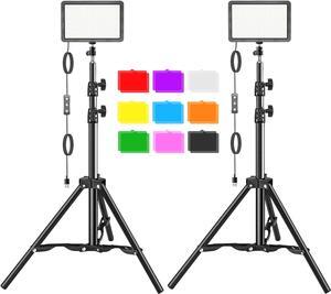 Studio LED Video Light Kit - 9 Color Filters, Adjustable Tripod, for Photo Video Streaming