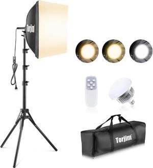 Torjim Softbox Photography Lighting Kit, 16'' x 16'' Professional Softbox Lighting Kit with 85W 3000-7500K LED Bulbs, Studio Lights for Photography/Video Recording/Live Streaming